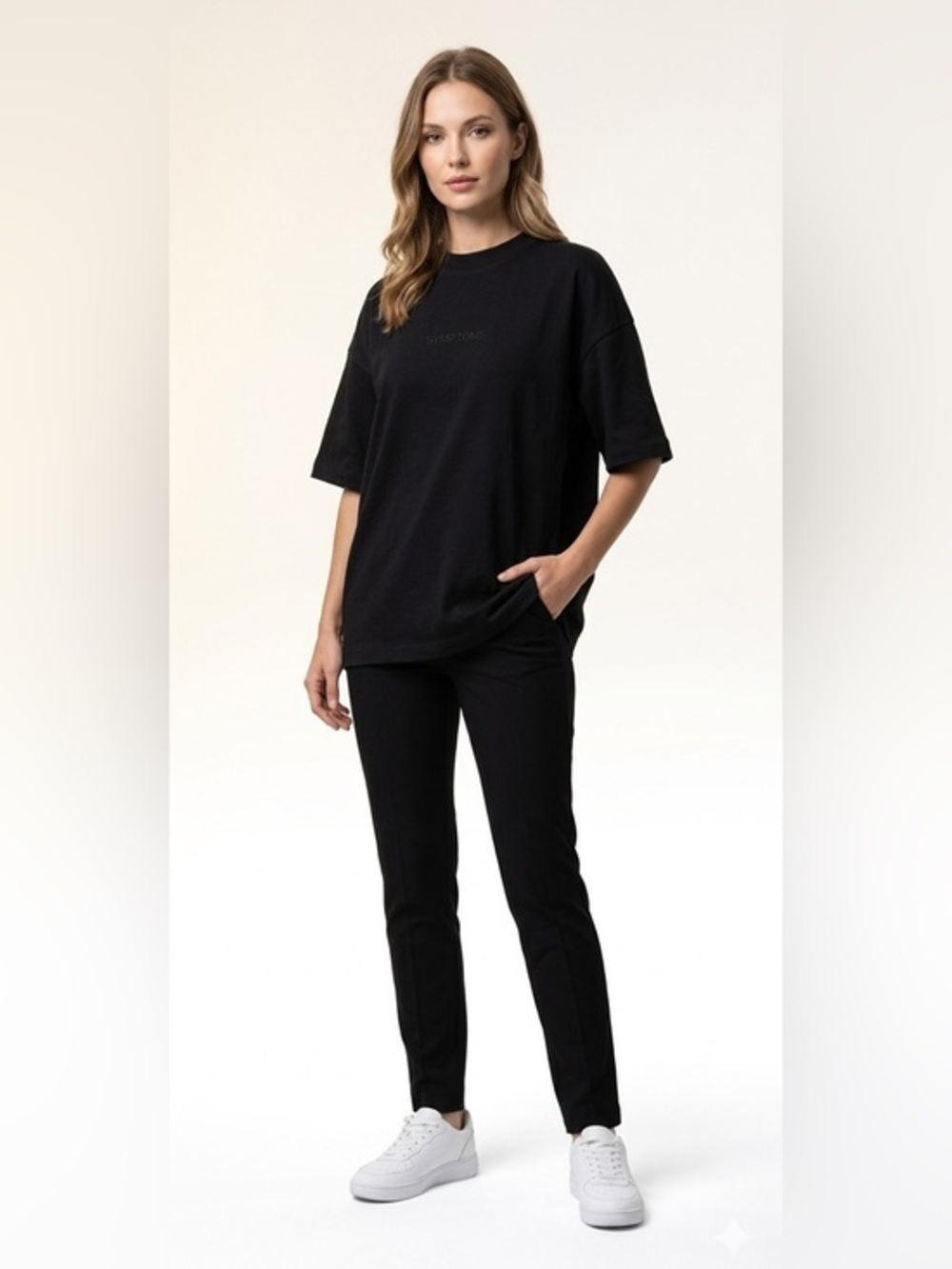 New H&M Black Oversized Crewneck Cotton Short Sleeve T-Shirt Size Small
